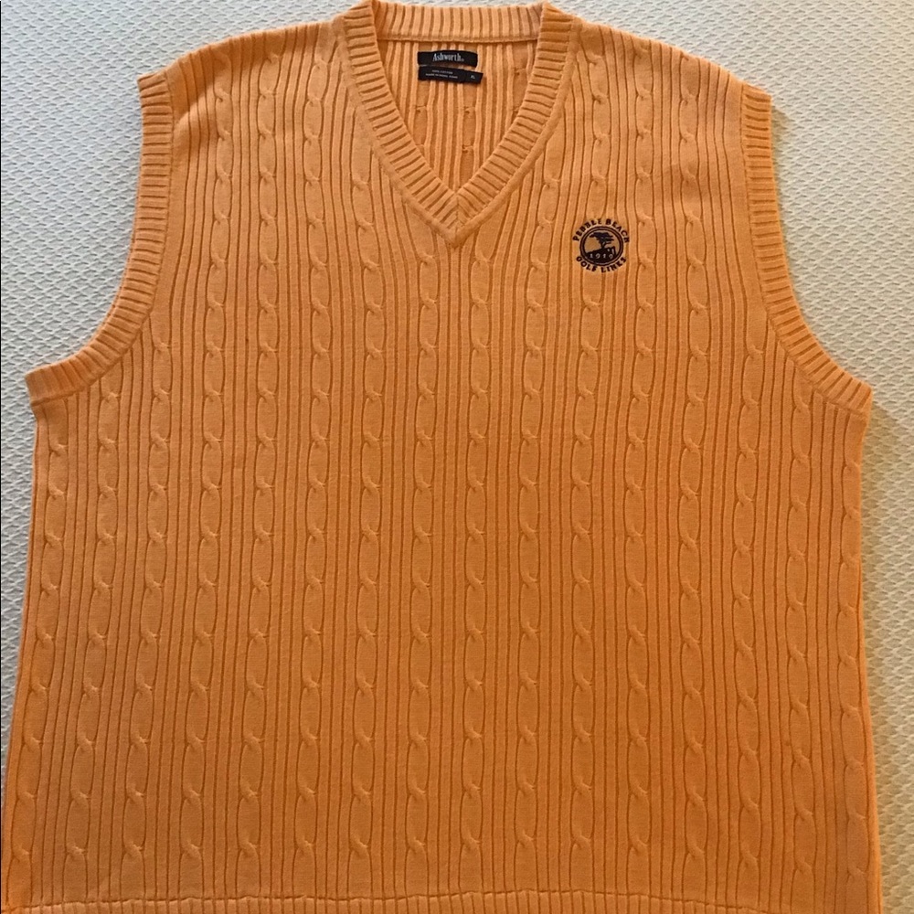 100% cotton Ashworth Pebble Beach sweater vest.